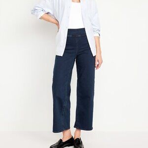 High-Waisted Weekender Pull-On Crop Wide-Leg Jeans SIZE 14 TALL